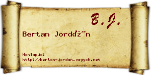 Bertan Jordán névjegykártya
